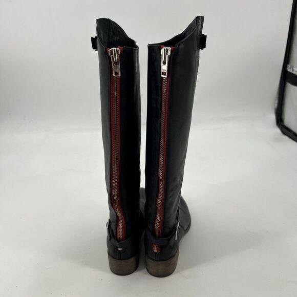 Charles David Womens 9 Boots Matte Black Moto Riding Zip Back Made Italy - Picture 6 of 13
